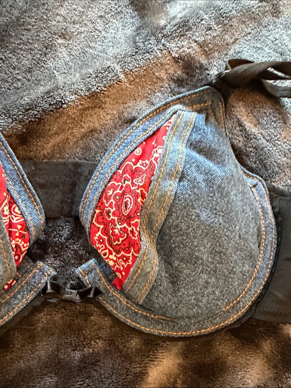 Denim & Red Bandana Bikini Set & or Women's Intimates